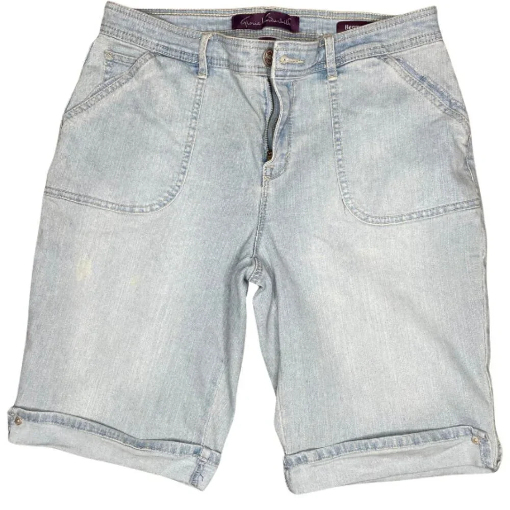 Gloria Vanderbilt Cotton Bermuda Cuffed Shorts with Removeable Belt Sz 8 Modest